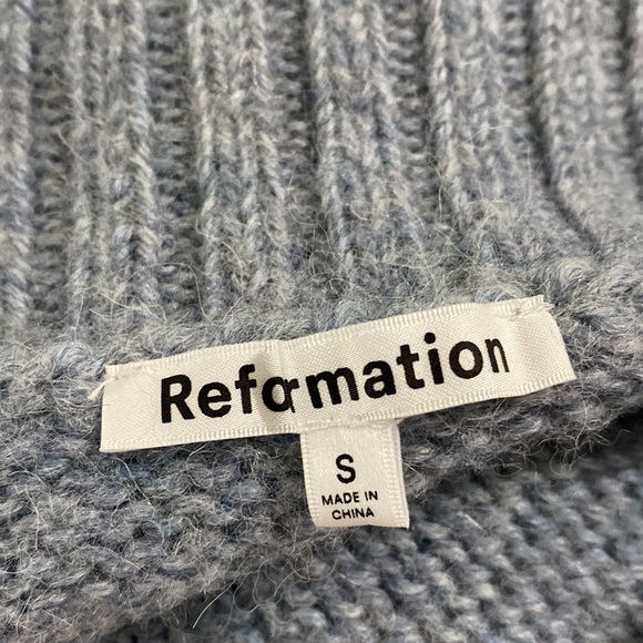 Reformation Belvedere baby alpaca oversized Henley sweater in blue size S - Picture 9 of 15